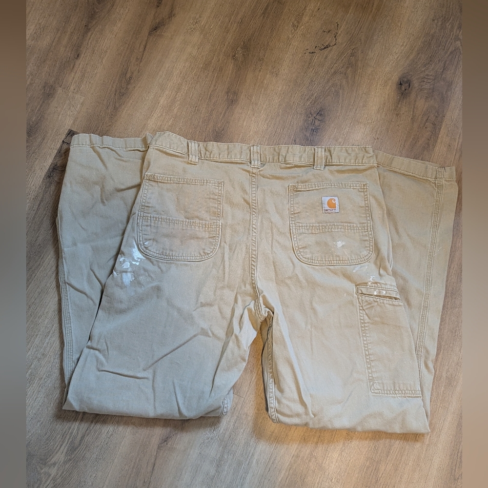 Men's Carhartt Work Pants 38 x 34 Paint Tan, Semi Distressed - Picture 6 of 7